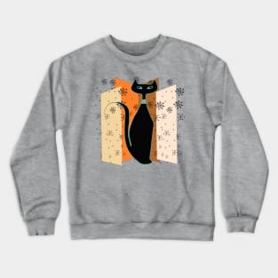 Striking Black Retro Cat Crewneck Sweatshirt